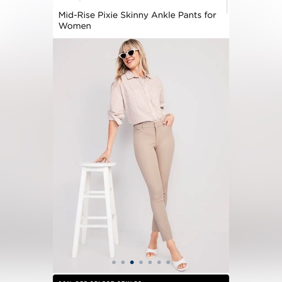 Old Navy Mid Rise Pixie Skinny Ankle Pants-Green - Picture 2 of 7